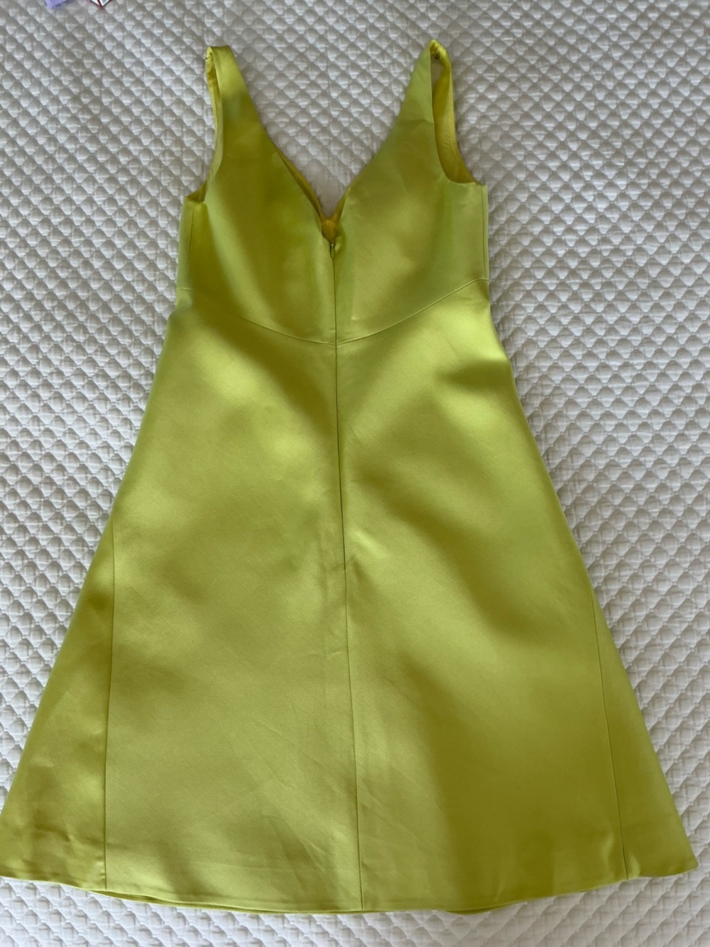 J.Crew Chartreuse Silk Blend Lime Green Sleeveless V-Neck Cocktail Dress 8 - Picture 6 of 15